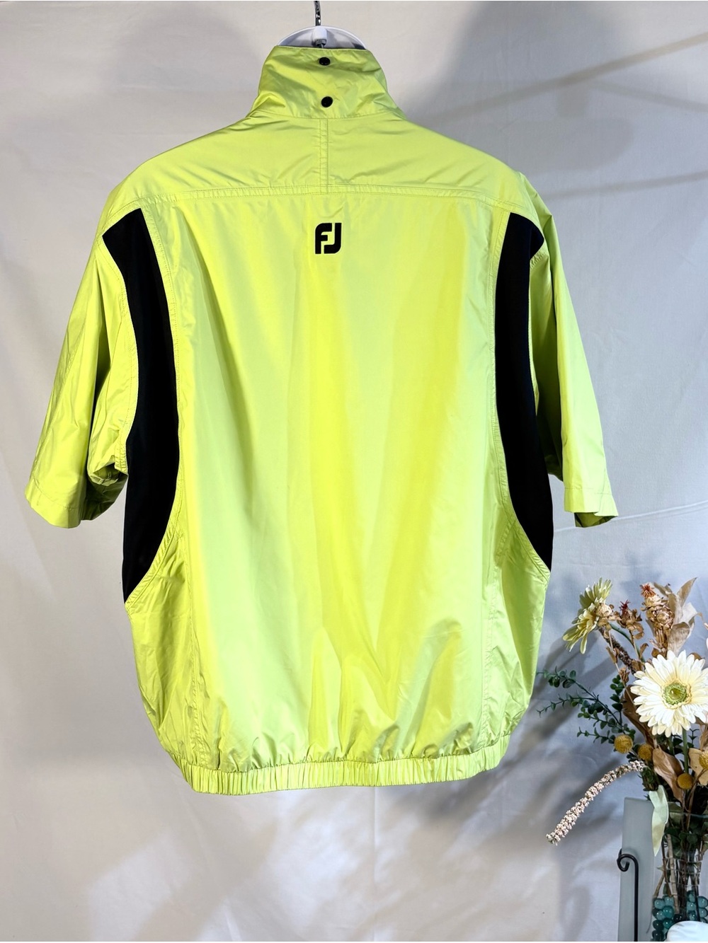 💥DryJoys by FootJoy Golf Jacket Lime Black Short Sleeve 1/4 Zip Sz L🧡 - Picture 3 of 12